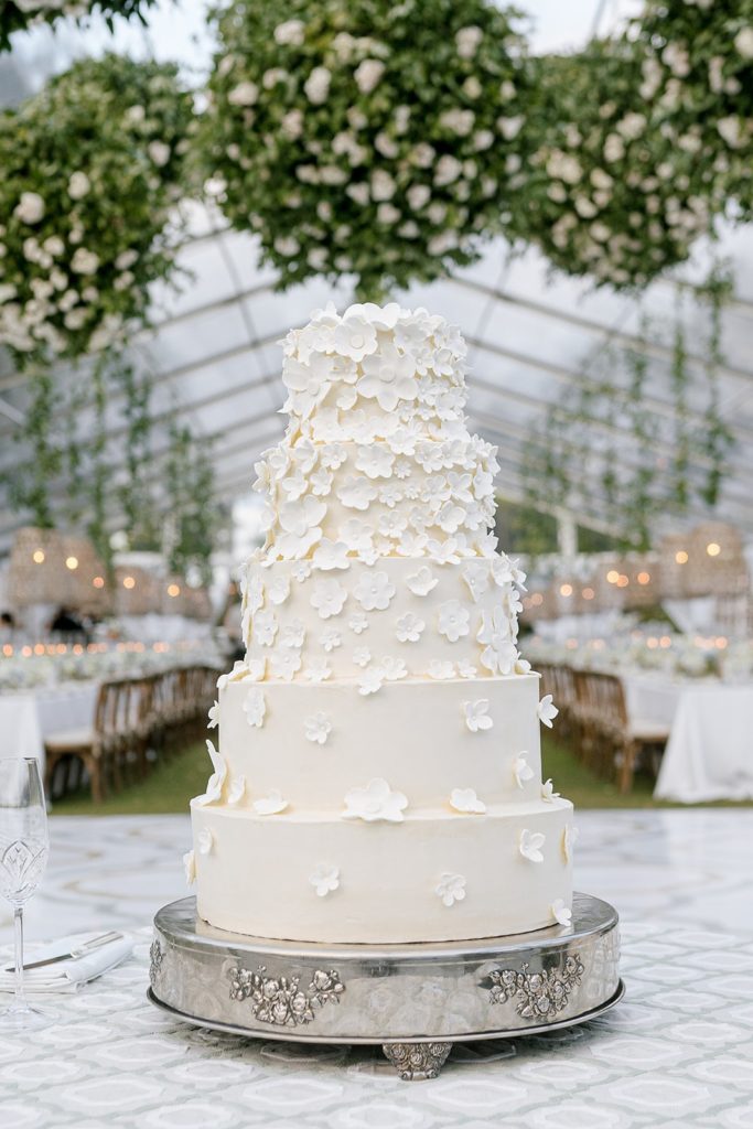 floral applique wedding cake