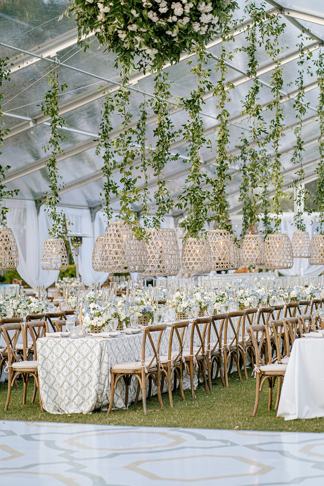 Luxury tented wedding reception decor