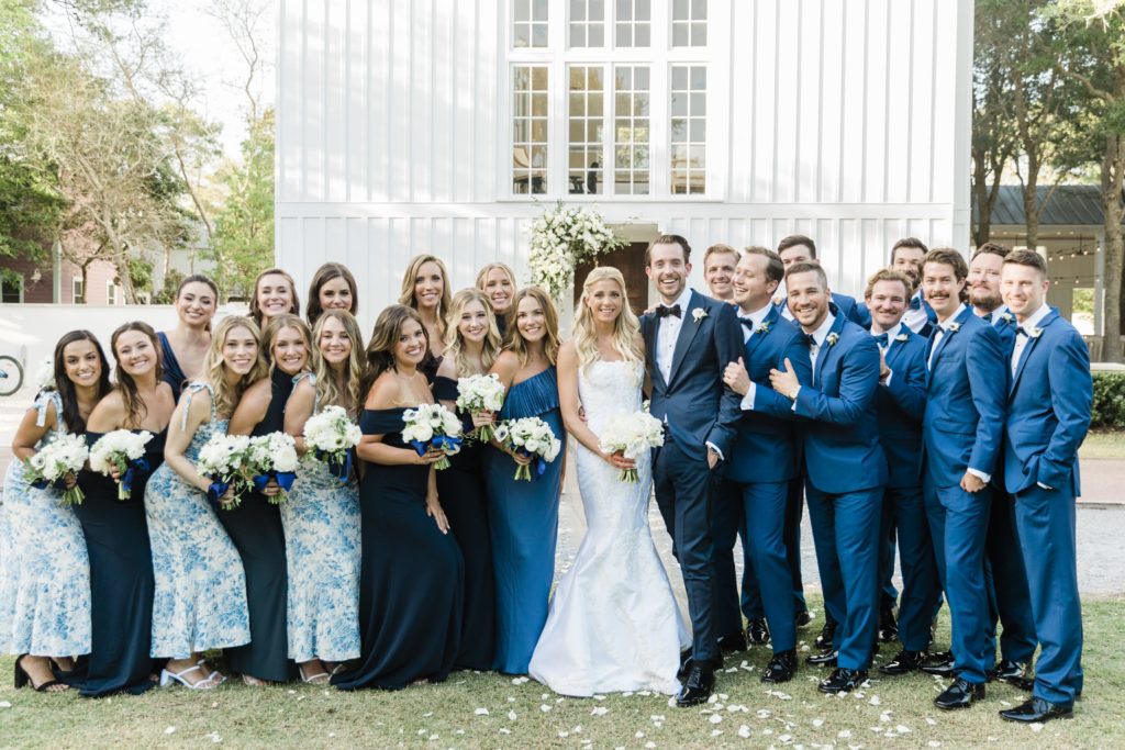 Blue wedding party outfits