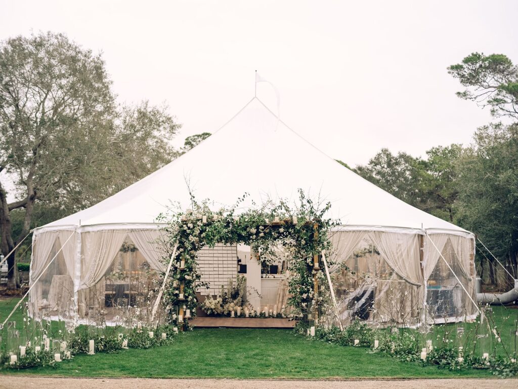 sail tent with flower entrance