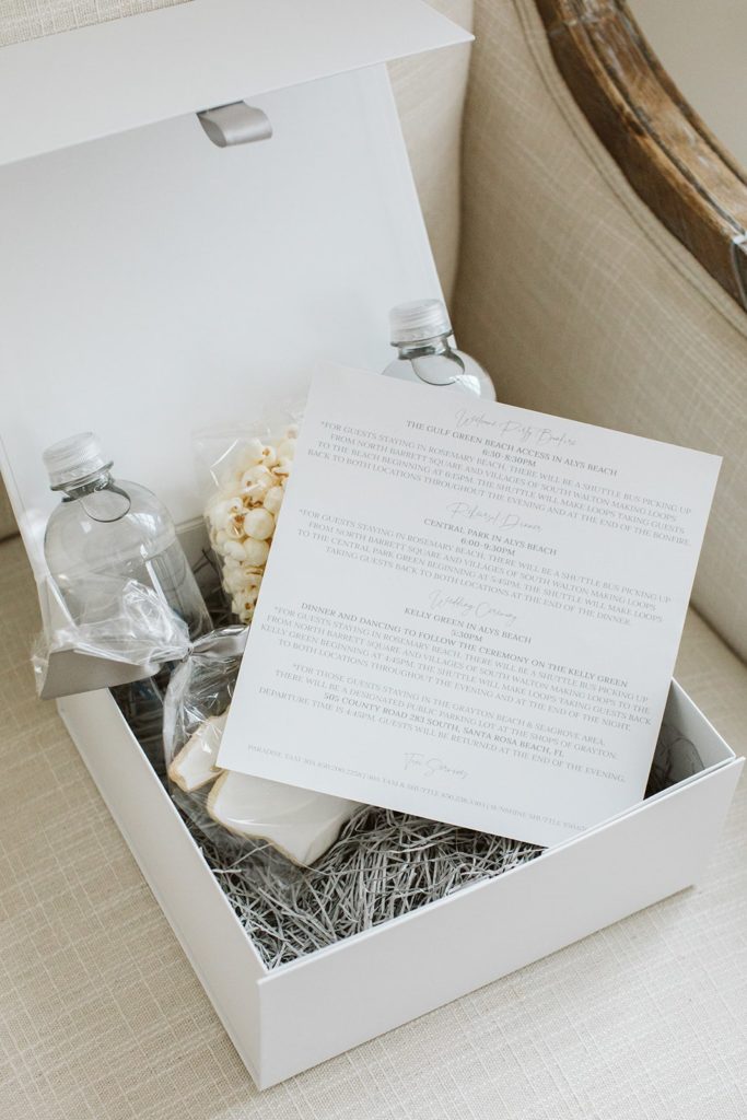 White wedding welcome gift box