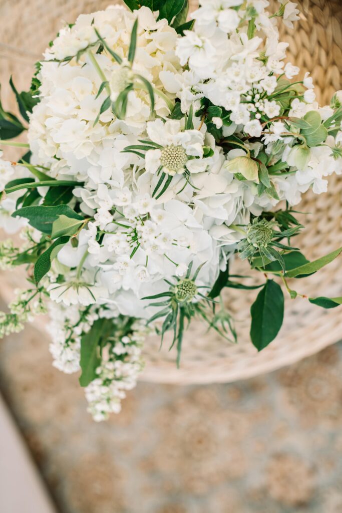 white textured flowers in a basket