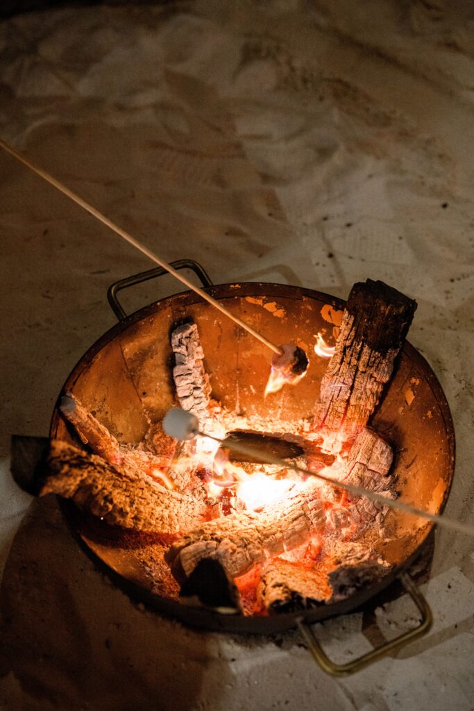 Bonfire with marshmallows roasting
